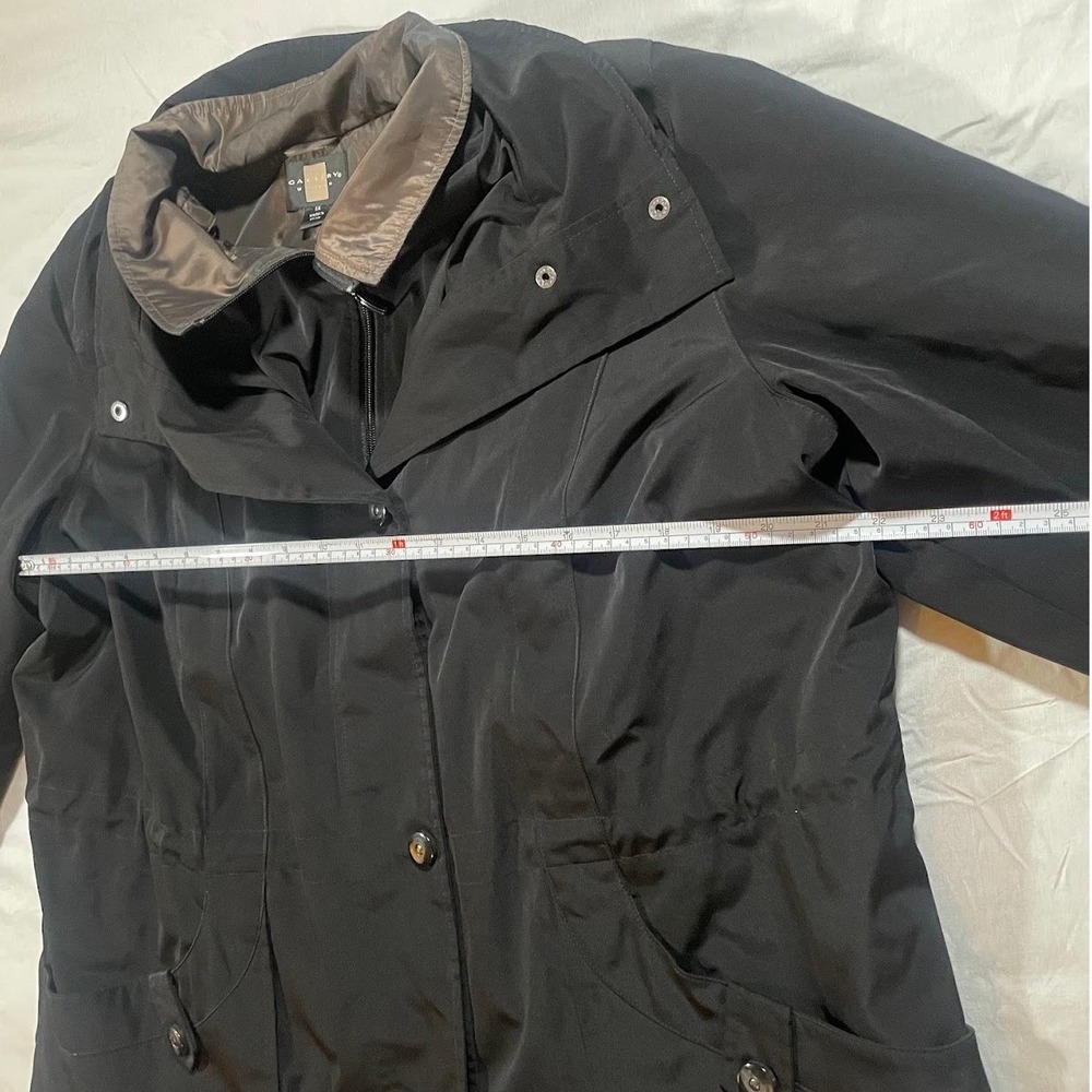 Gallery Women's M Black Field Jacket Brown Contrast Collar Lined Utility Coat - Picture 12 of 15